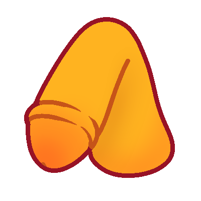 a stylized drawing of a penis in yellow.